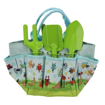   Rovar mintás gyerek kerti szerszámos táska, kerti szerszámokkal