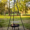 BBQ tűzrakó tál, állítható magasságú grillráccsal, három lábú állvánnyal