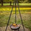 BBQ tűzrakó tál, állítható magasságú grillráccsal, három lábú állvánnyal