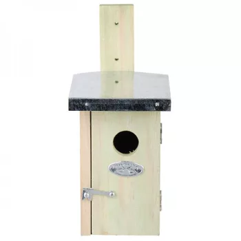 Fa madárház ökörszemnek, cink tetővel, 25 cm